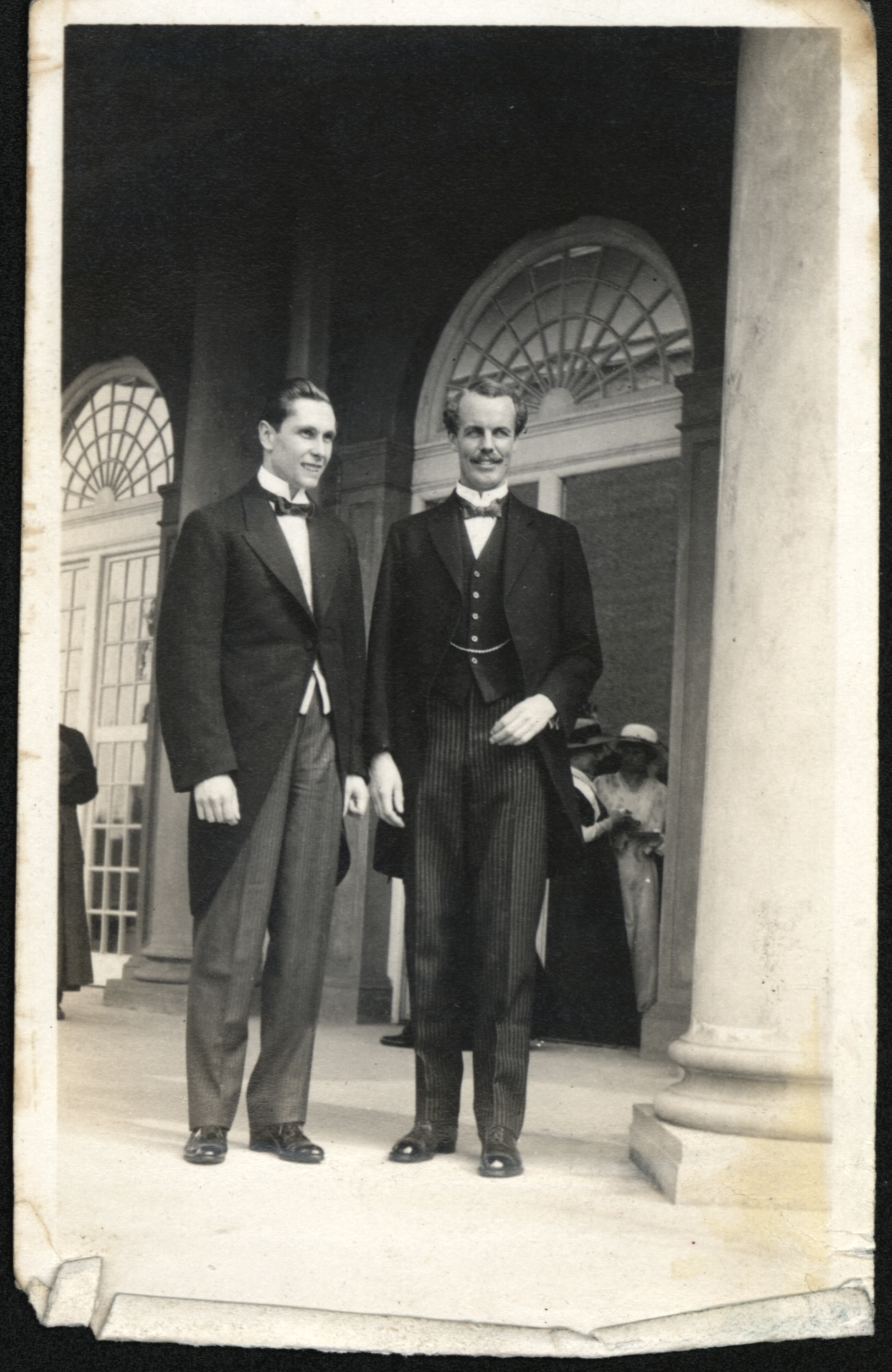 Arthur Cecil Pigou and Philip Noel-Baker at Noel-Baker's wedding, 1915