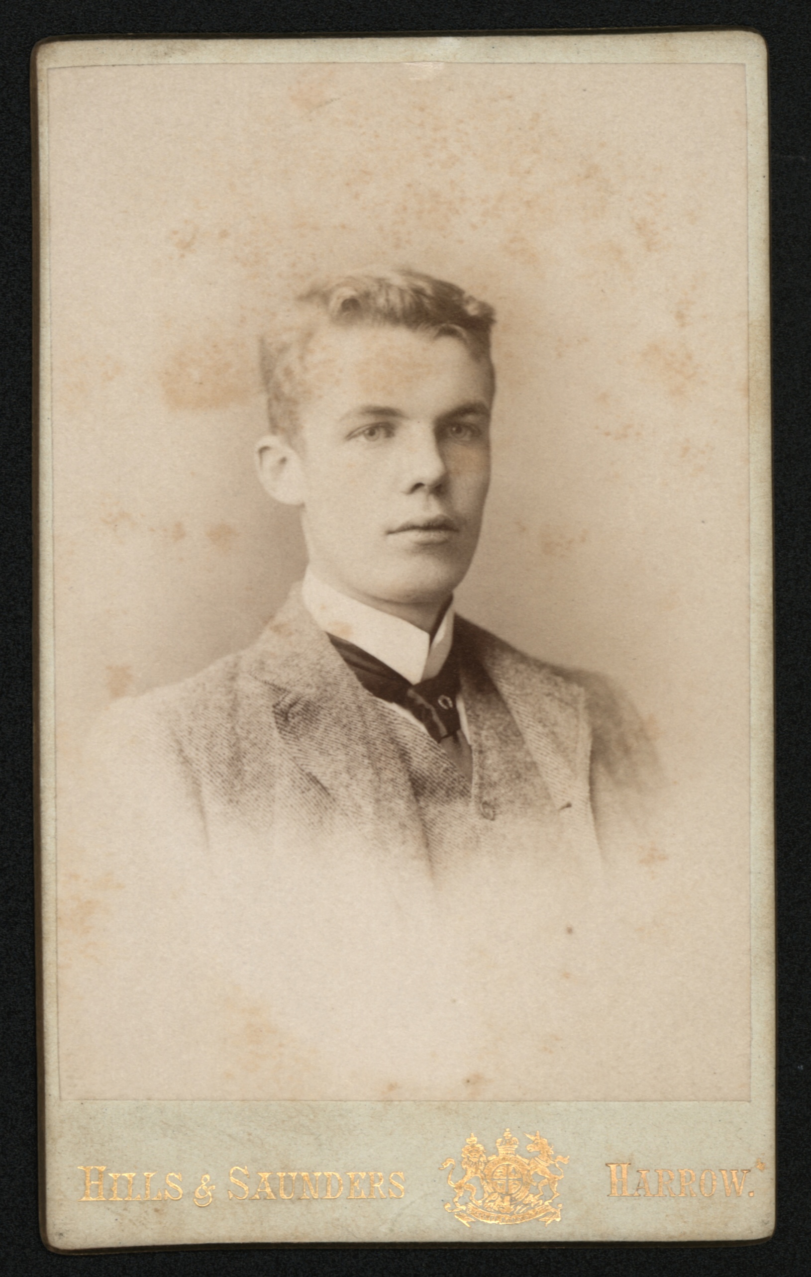 Arthur Cecil Pigou as Head Boy at Harrow, taken by Hills and Saunders, c. 1894