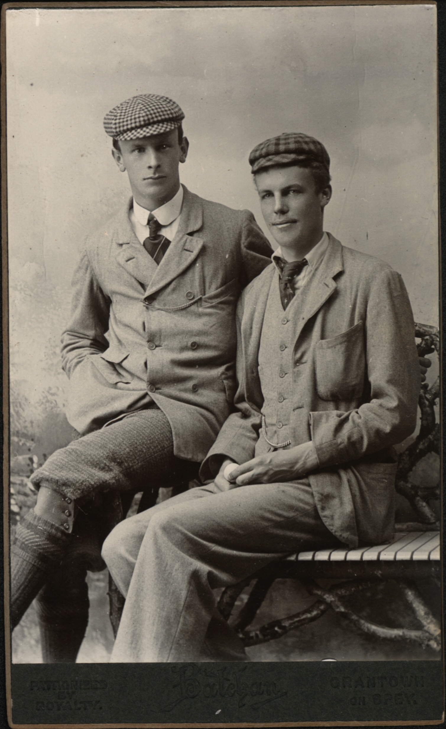Arthur Cecil Pigou and John Robert Paterson Sclater in Grantown-on-Spey where they took part in a golf tournament, taken by Batchan, c. 1900